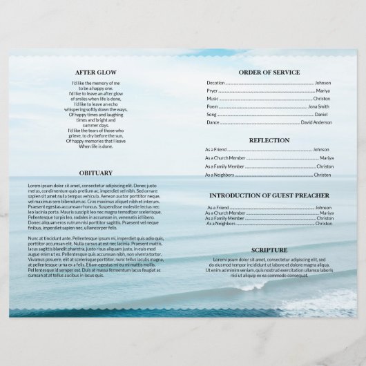 Zee strand rouwdienst sjabloon (Achterkant)