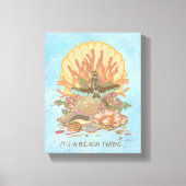 Zee Strand Strand Sfeer Turquoise en Paarse Poster Canvas Afdruk (Voorkant)