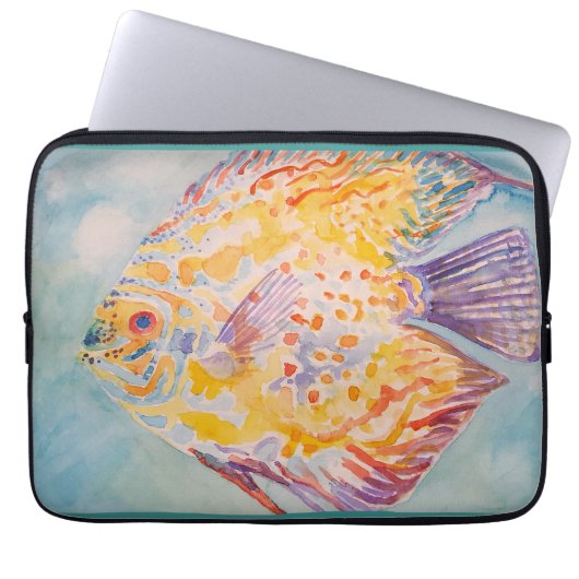 Zee strand waterverf laptop sleeve (Voorkant)
