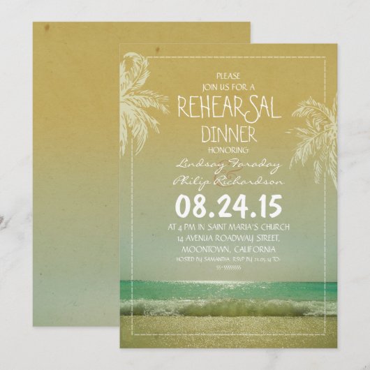 zee stranden en palms repetitie uitnodigen kaart (Voorkant / Achterkant)