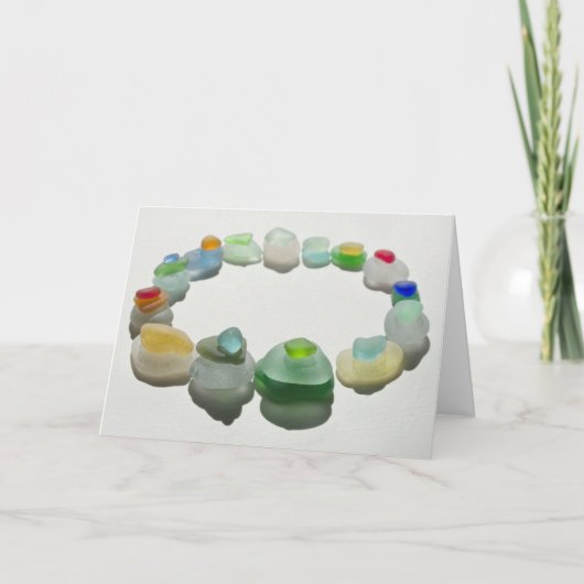 Zee, strandglas, bijzondere kleuren, wit kaart (Voorkant)