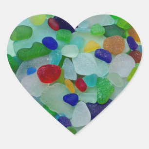 Zee, strandglas, hart stickers