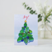 Zee, strandglas Kerstkaart Vakantie Feestdagenkaart (Staand voorkant)