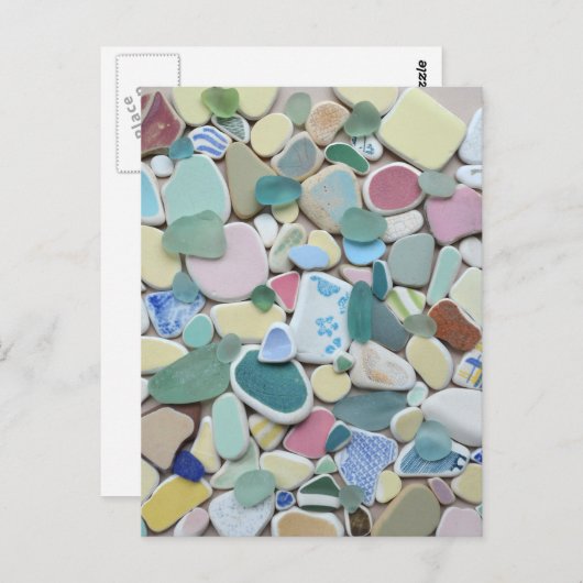 Zee strandglas kunststoffotopotten briefkaart (Voorkant / Achterkant)