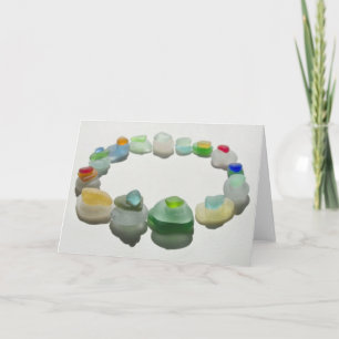 Zee, strandglas, zeldzame kleuren, blanco kaart