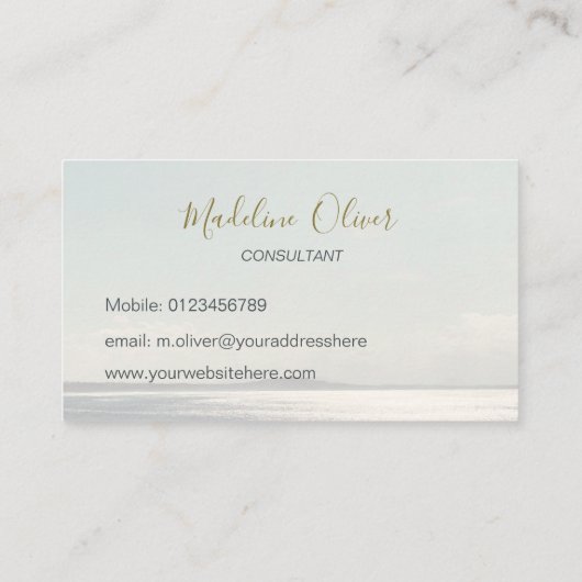 Zee Sun Ocean Travel Blue Modern Stylish Gold Visitekaartje (Achterkant)