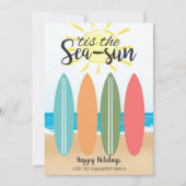 Zee Sun TropicalBeach Surfboard Kustkerst Feestdagenkaart (Voorkant)
