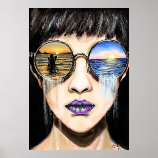 Zee Sunrise en Sunset Emotion Poster - Schilderen (Voorkant)