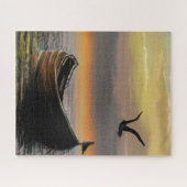 Zee Sunset Boat and Seagull Puzzle Gift Legpuzzel (Horizontaal)