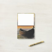 Zee Sunset Boat Post merkt op Post-it® Notes (Op bureau)