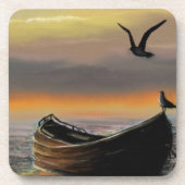 Zee Sunset Boat Seagull Flying Beverage Coaster Bier Onderzetter (Voorkant)