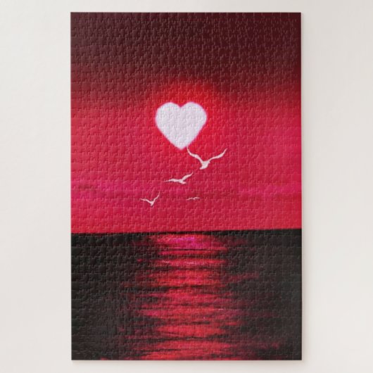 Zee Sunset Love Puzzle Romantic - Painting Legpuzzel (Verticaal)