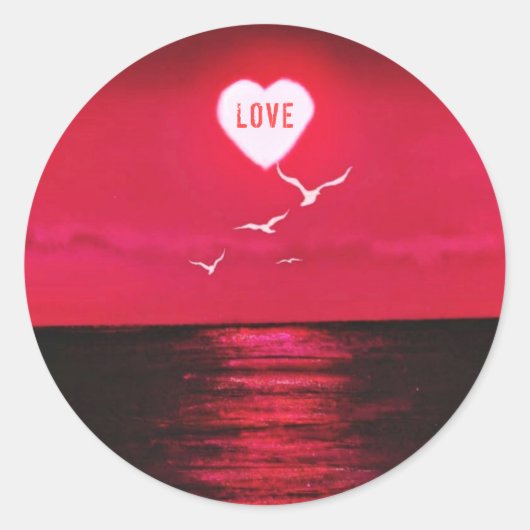 Zee Sunset Love Sticker - Romantic Heart - Red (Voorkant)