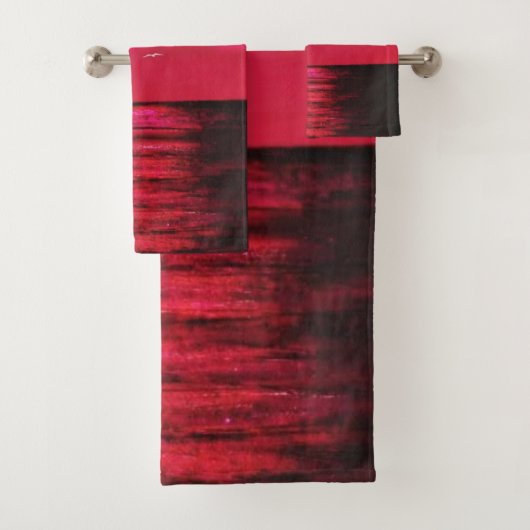 Zee Sunset Red Bath set Love Heart Sun Bad Handdoek (Insitu)