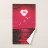Zee Sunset Red Bath set Love Heart Sun Bad Handdoek (Handdoek)