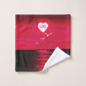 Zee Sunset Red Bath set Love Heart Sun Bad Handdoek (Wasdoekje)