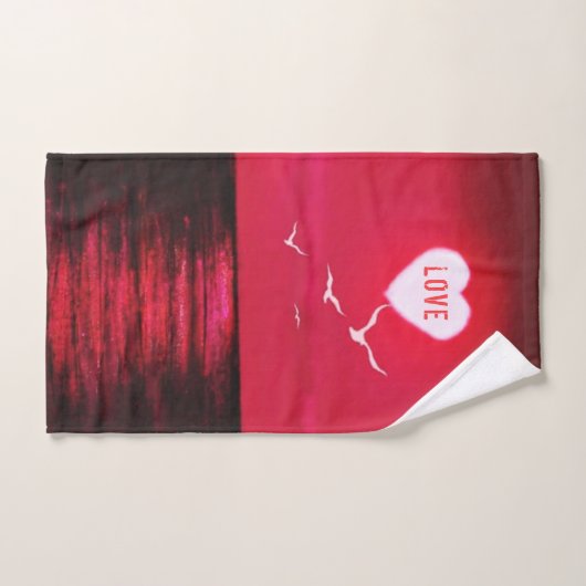 Zee Sunset Red Bath set Love Heart Sun Bad Handdoek (Handdoek)