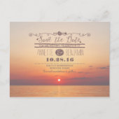 zee Sunset Romantisch Strand Save the Date briefka Aankondigingskaart (Voorkant)
