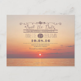 zee Sunset Romantisch Strand Save the Date briefka Aankondigingskaart