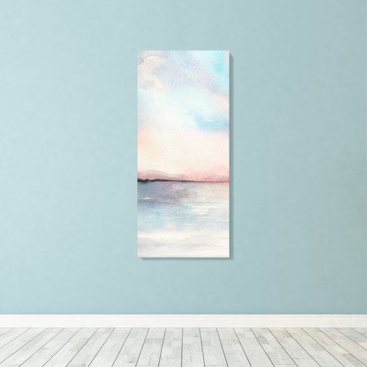 Zee Sunset Triptych - Pastel Waterverven Canvas Afdruk (Insitu (Houten vloer))
