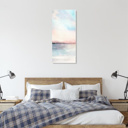 Zee Sunset Triptych - Pastel Waterverven Canvas Afdruk (Insitu (Slaapkamer))