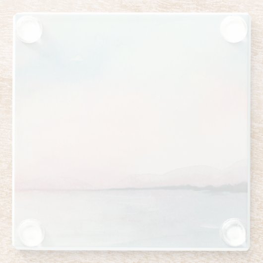 Zee Sunset Triptych - Pastel Waterverven Glazen Onderzetter (Achterkant)