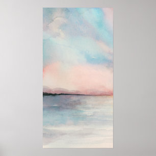 Zee Sunset Triptych - Pastel Waterverven Poster