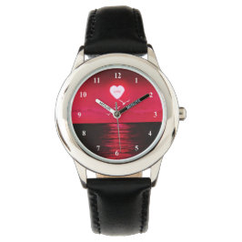Zee Sunset Zwart Rood Horloge