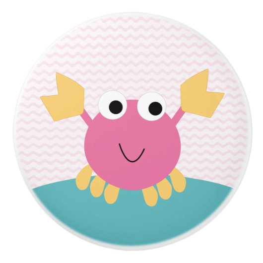 Zee Sweeties Crab Nursery Drawer Pull Knob Keramische Knop (Voorkant)