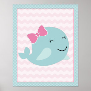 Zee Sweeties Girl Sealife Aqua Whale Art Poster