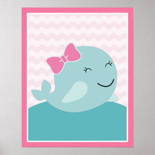 Zee Sweeties Girl Sealife Pink- Whale Art Poster