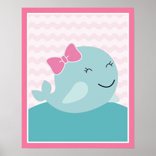 Zee Sweeties Meisje Zeeleven Roze Walvis Kunst Pos Poster (Voorkant)