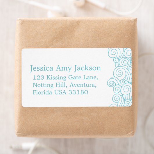 Zee swirl wit grote bruiloft retour antwoord label (Insitu)