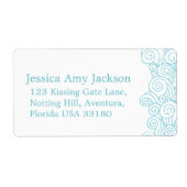 Zee swirl wit grote bruiloft retour antwoord label (Voorkant)