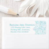 Zee swirl wit slim bruiloft retour antwoord label (Insitu)