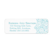 Zee swirl wit slim bruiloft retour antwoord label (Voorkant)