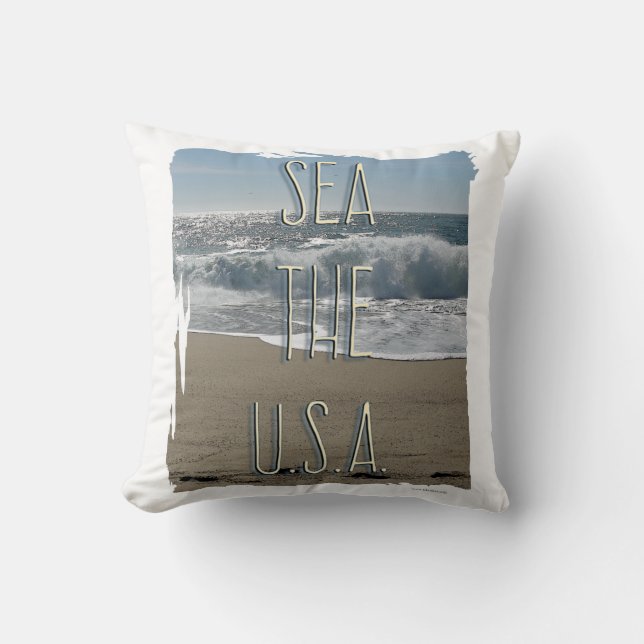 Zee The U.S.A. Beach Life Fun Summer Slogan Kussen (Voorkant)