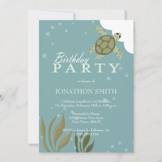 Zee Thema Birthday Party Invitation Kaart (Voorkant)