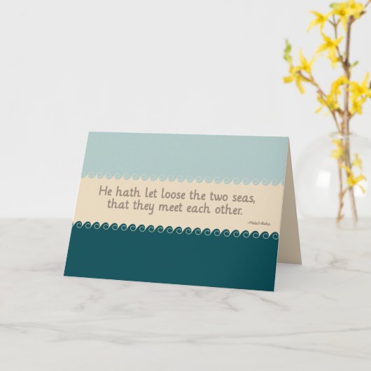 Zee-thema Gefeliciteerd Trouwkaart (Baha'i) Kaart (Gele Bloem)