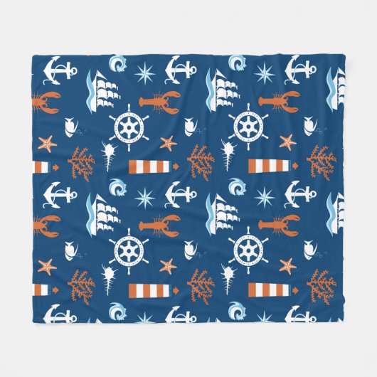 Zee Thema Patroon 1 Fleece Deken (Voorkant (Horizontaal))