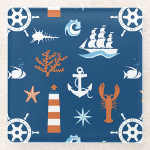 Zee Thema Patroon 1 Glazen Onderzetter