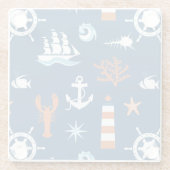 Zee Thema Patroon 1 Glazen Onderzetter (Achterkant)