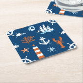 Zee Thema Patroon 1 Kartonnen Onderzetters (Schuin)
