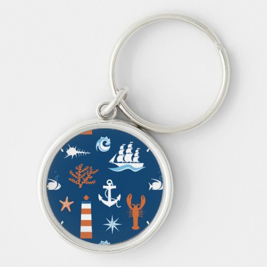 Zee Thema Patroon 1 Sleutelhanger (Voorkant)