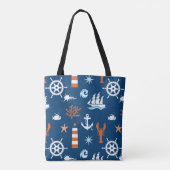 Zee Thema Patroon 1 Tote Bag (Achterkant)