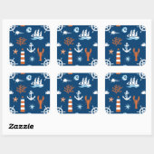 Zee Thema Patroon 1 Vierkante Sticker (Vel)