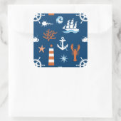 Zee Thema Patroon 1 Vierkante Sticker (Tas)