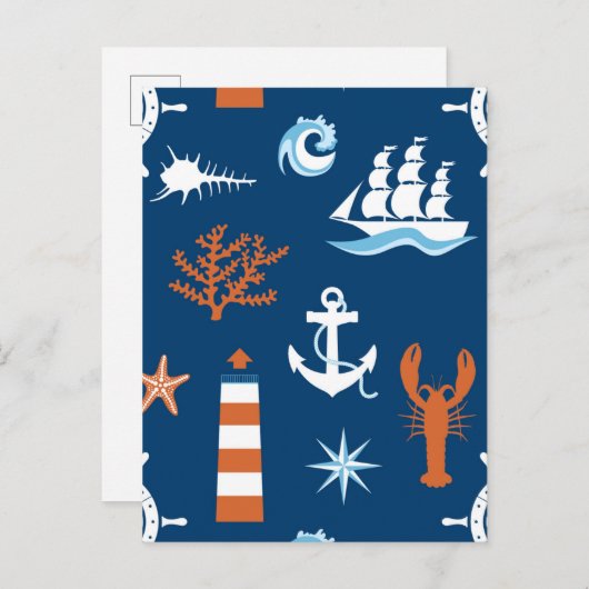 Zee-themapatroon Briefkaart (Voorkant / Achterkant)