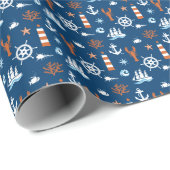 Zee-themapatroon Cadeaupapier (Rol Hoek)