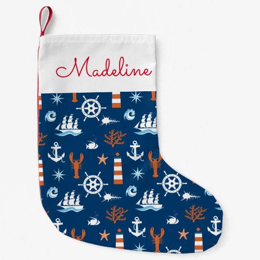 Zee thematroon | Jouw namen toevoegen Kleine Kerstsok (Voorkant)